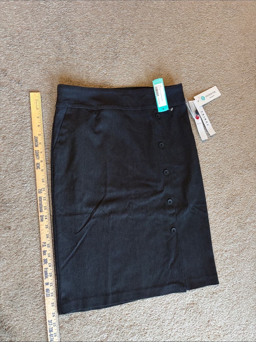 Tribal Black Button-Front Pencil Skirt